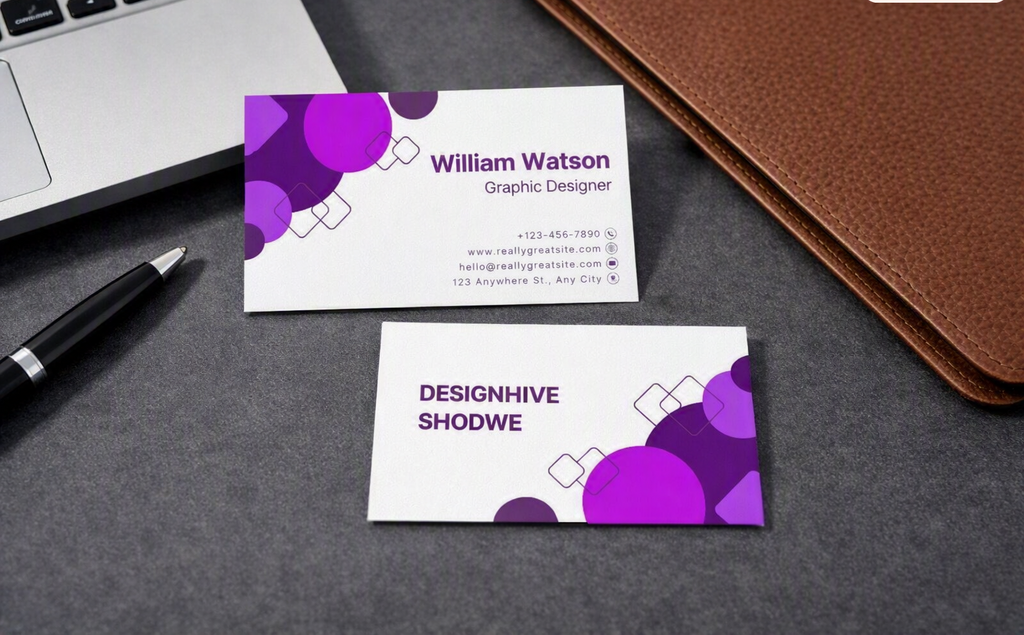 Purple & White | Graphic Design Business Card Template | Canva Editable
